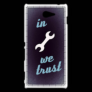 Coque Sony Xperia M2 In Mecanic We trust Bleu ZG