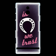 Coque Sony Xperia P In Luck We trust Rouge ZG