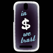 Coque HTC One SV In Money We trust Bleu ZG