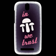 Coque HTC One SV In Mushrooms We trust Rouge ZG