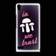 Coque Huawei Ascend P6 In Mushrooms We trust Rouge ZG