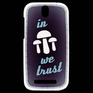 Coque HTC One SV In Mushrooms We trust Bleu ZG