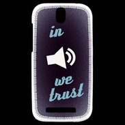 Coque HTC One SV In Music We trust Bleu ZG