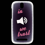 Coque HTC One SV In Music We trust Rouge ZG