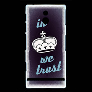 Coque Sony Xperia P In Queen We trust Bleu ZG