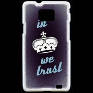 Coque Samsung Galaxy S2 In Queen We trust Bleu ZG
