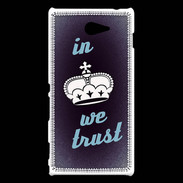 Coque Sony Xperia M2 In Queen We trust Bleu ZG