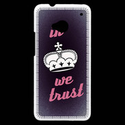 Coque HTC One In Queen We trust Rouge ZG
