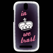 Coque HTC One SV In Queen We trust Rouge ZG