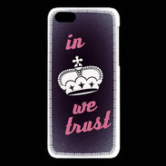 Coque iPhone 5C In Queen We trust Rouge ZG