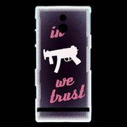 Coque Sony Xperia P In Uzi We trust Rouge ZG