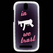 Coque HTC One SV In Uzi We trust Rouge ZG
