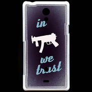 Coque Sony Xperia T In Uzi We trust Bleu ZG