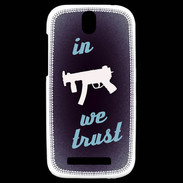 Coque HTC One SV In Uzi We trust Bleu ZG