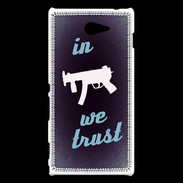Coque Sony Xperia M2 In Uzi We trust Bleu ZG