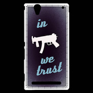 Coque Sony Xperia T2 Ultra In Uzi We trust Bleu ZG