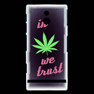 Coque Sony Xperia P In Weed We trust Rouge ZG