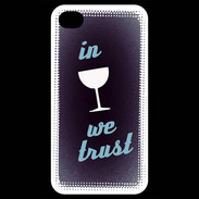 Coque iPhone 4 / iPhone 4S In Wine We trust Bleu ZG