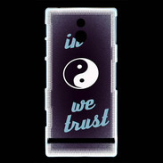 Coque Sony Xperia P In Zen We trust Bleu ZG