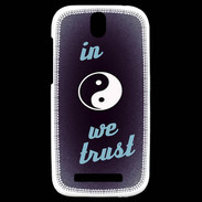 Coque HTC One SV In Zen We trust Bleu ZG