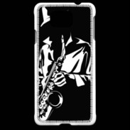 Coque Samsung Galaxy Alpha Saxophoniste en noir et blanc