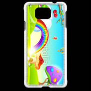 Coque Samsung Galaxy Alpha Cartoon nature et arc en ciel