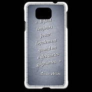 Coque Samsung Galaxy Alpha Cartes gagnantes Bleu Citation Oscar Wilde