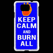 Coque Samsung Galaxy Alpha Keep Calm Burn Bleu