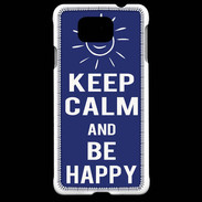 Coque Samsung Galaxy Alpha Keep Calm Be Happy Bleu