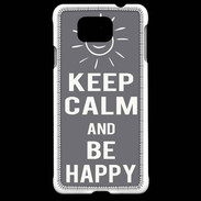 Coque Samsung Galaxy Alpha Keep Calm Be Happy Gris