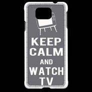 Coque Samsung Galaxy Alpha Keep Calm Watch TV Gris