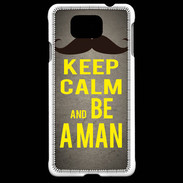 Coque Samsung Galaxy Alpha Keep Calm Be a Man Gris
