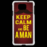 Coque Samsung Galaxy Alpha Keep Calm Be a Man Rouge