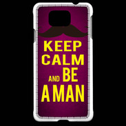 Coque Samsung Galaxy Alpha Keep Calm Be a Man Rose