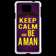 Coque Samsung Galaxy Alpha Keep Calm Be a Man Violet