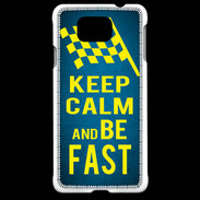 Coque Samsung Galaxy Alpha Keep Calm and Be Fast Bleu