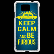 Coque Samsung Galaxy Alpha Keep Calm and Be Furious Bleu