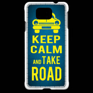 Coque Samsung Galaxy Alpha Keep Calm and Take o road 2 Bleu
