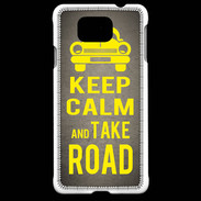 Coque Samsung Galaxy Alpha Keep Calm and Take o road 2 Gris