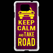 Coque Samsung Galaxy Alpha Keep Calm and Take o road 2 Rose