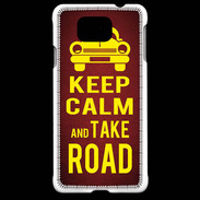 Coque Samsung Galaxy Alpha Keep Calm and Take o road 2 Rouge