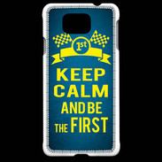 Coque Samsung Galaxy Alpha Keep Calm and Be the First Bleu