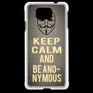 Coque Samsung Galaxy Alpha Keep Calm and Be Anonymous Gris