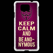 Coque Samsung Galaxy Alpha Keep Calm and Be Anonymous Rose