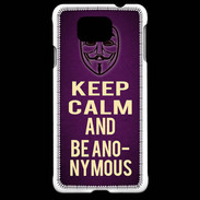 Coque Samsung Galaxy Alpha Keep Calm and Be Anonymous Violet