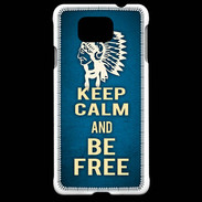Coque Samsung Galaxy Alpha Keep Calm and Be Free Bleu