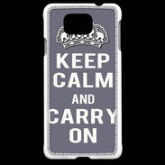 Coque Samsung Galaxy Alpha Keep Calm and Carry on Gris