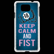 Coque Samsung Galaxy Alpha Keep Calm and Fist BLeu