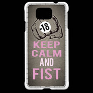 Coque Samsung Galaxy Alpha Keep Calm and Fist Gris