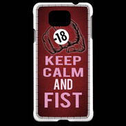 Coque Samsung Galaxy Alpha Keep Calm and Fist Rouge